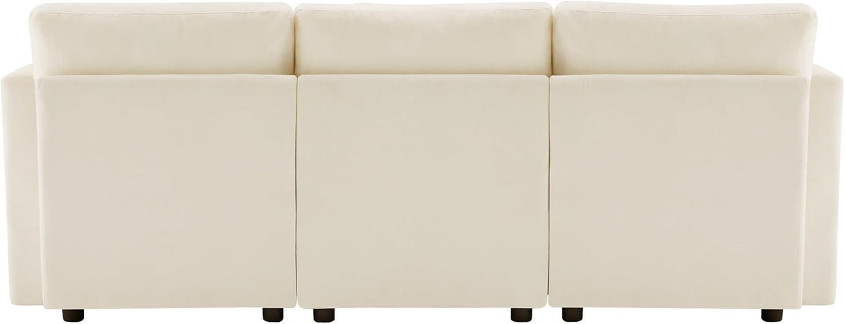 Sofá cama convertible de 3 plazas, sofá esquinero en forma de L con reposapiés, 4 almohadas, reposabrazos ajustables, cómoda tela de chenilla, adecuado para sala de estar, oficina, apartamento