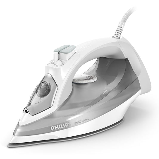 Philips Serie 5000 Plancha de Vapor, 2400W de Potencia, 45g/min, Golpe de Vapor 180g, Vapor Vertical, Suela SteamGlide Plus, Negro/Púrpura (DST5030/80)