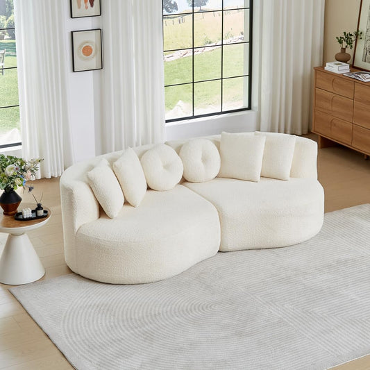 Bladez Sofá modular de 4 plazas chenilla sofá curvado en la nube gris