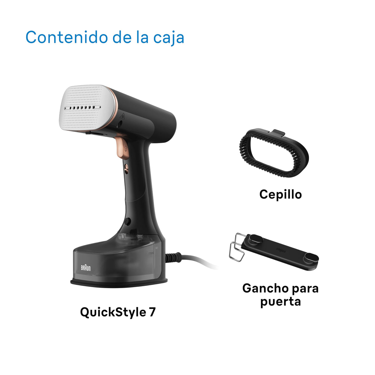 Braun QuickStyle 5 GS5011PU, Plancha Vertical con Doble Placa FreeGlide 3D, Steamer Vertical con Calentamiento Rápido, Vapor 22 g/min, Capacidad 150 ml, 1200W, Blanco/Violeta