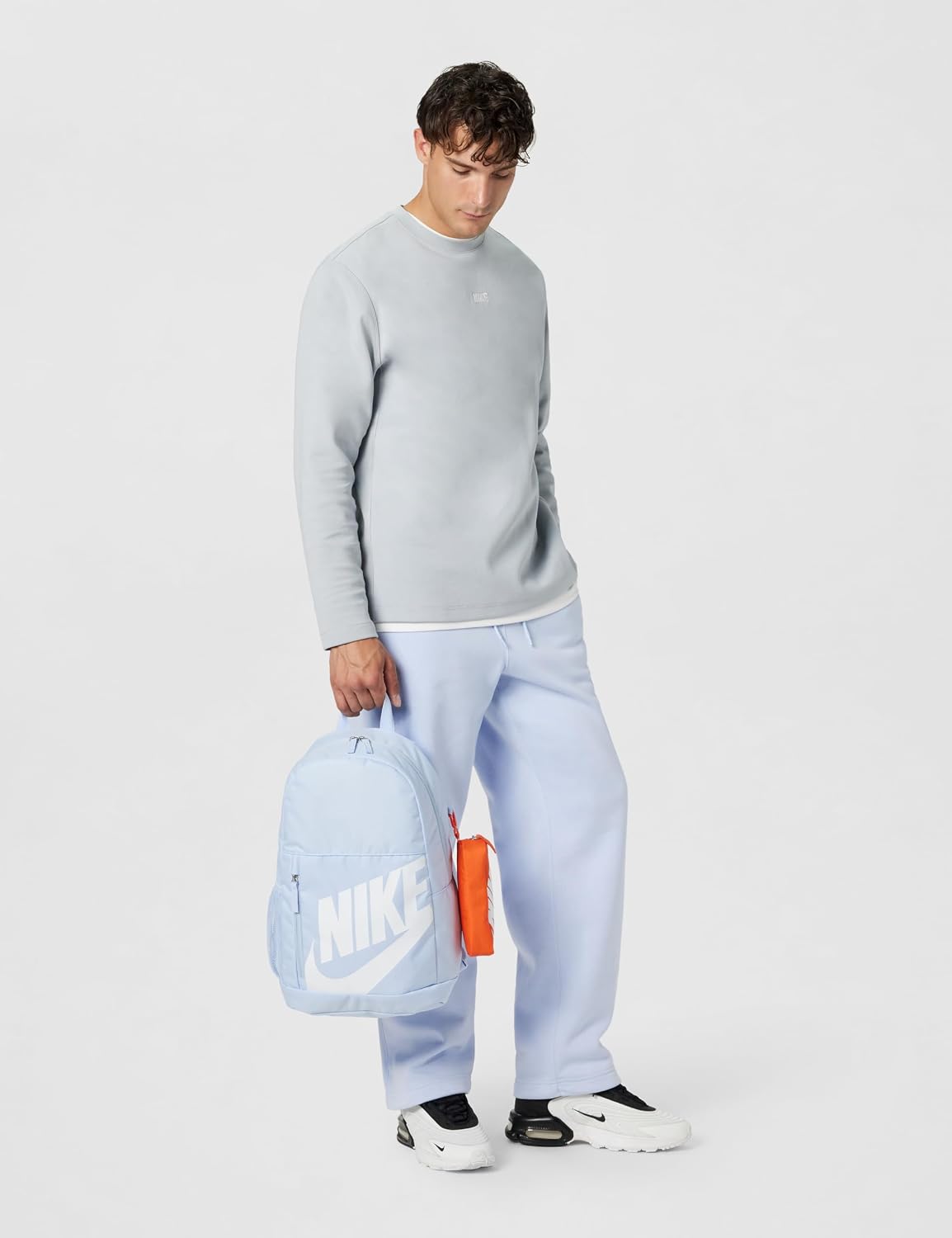 Nike Elmntl Shoebox - Mochila unisex para niños, color azul, naranja y blanco