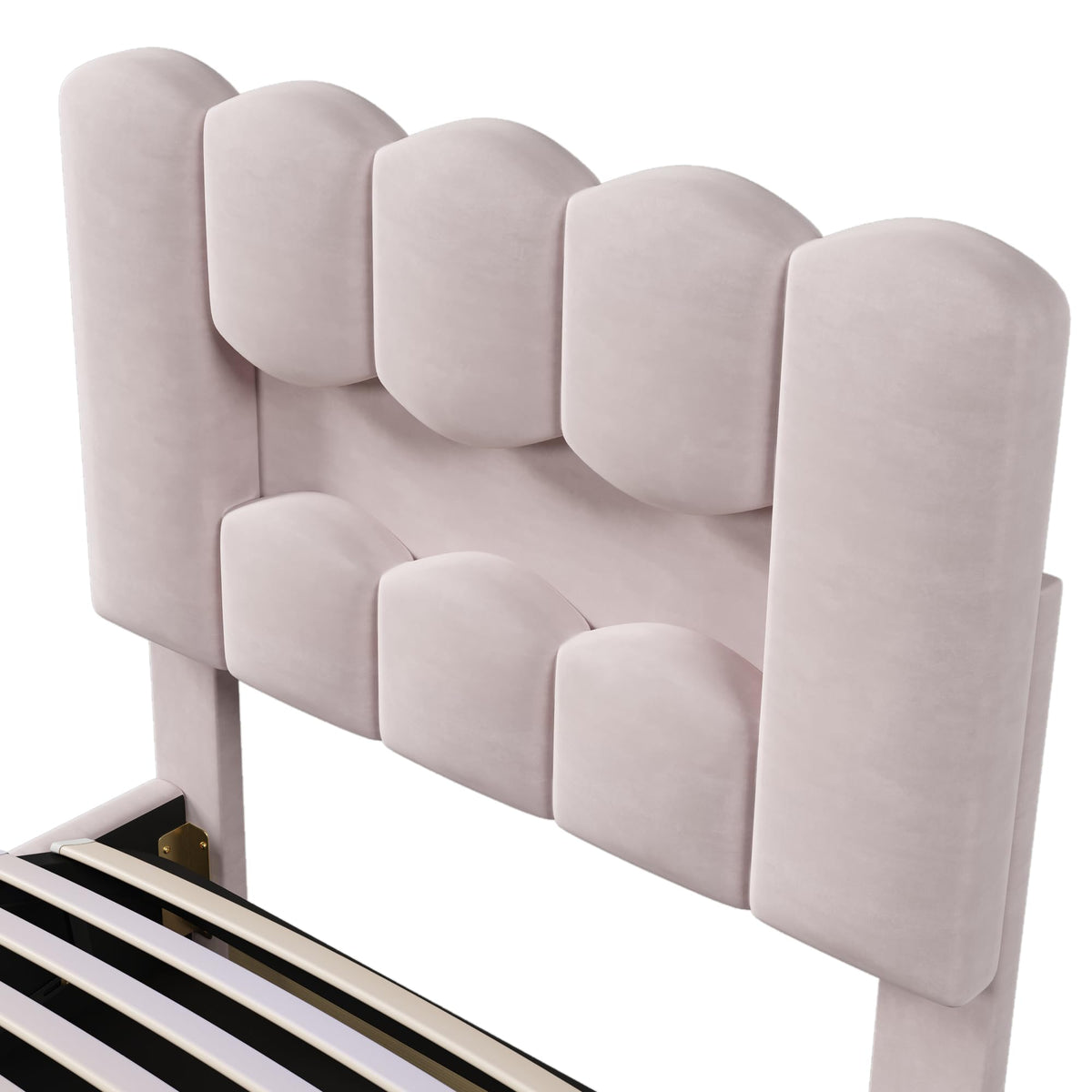 Kebnor Cama tapizada con somier, luz ambiental con mando a distancia, diseño de princesa heredera, material PU, color rosa (sin colchón) (140 x 200 cm)