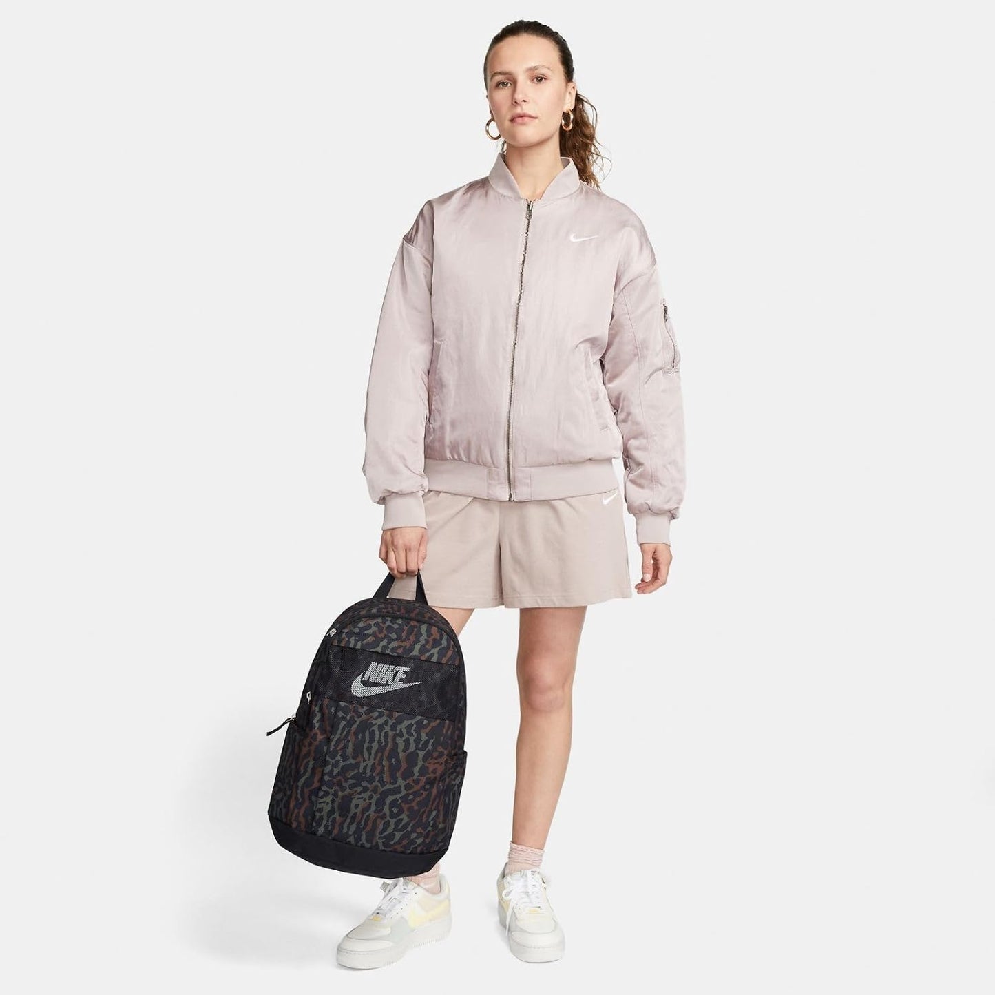 Nike Mochila unisex Nk Elmntl Bkpk - Caminal, negro, blanco, 21 L, Deportes