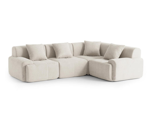 Sofá Modular 3 plazas con Chaise Longue, tapizado en Chenilla, Fundas de Cojines desenfundables (Gris Mineral, 3 plazas con Chaise Longue)