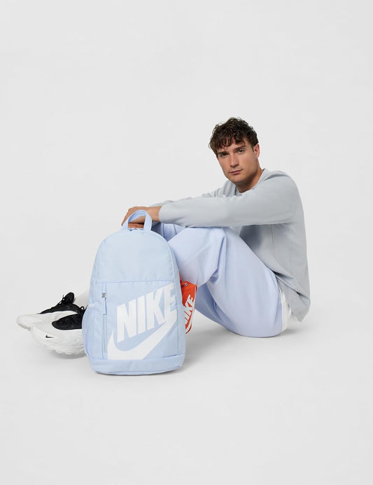 Nike Elmntl Shoebox - Mochila unisex para niños, color azul, naranja y blanco
