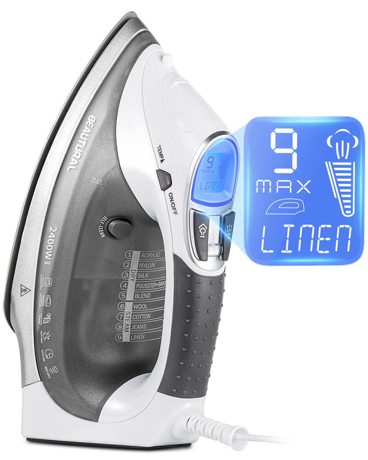 BEAUTURAL Plancha Ropa a Vapor con Dial de Termostato de Precisión, 2600W