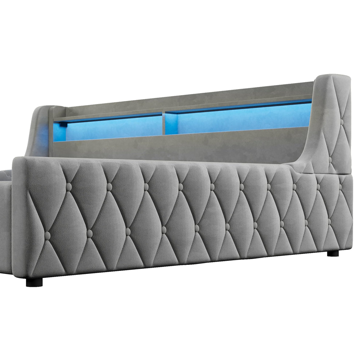 Cama con plataforma de terciopelo 90 x 200 cm, con espacio de almacenamiento hidráulico e iluminación LED (color crema, 90 x 200 cm)