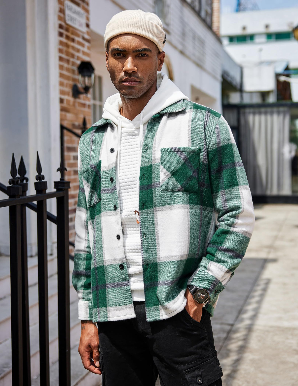 COOFANDY Sobrecamisa Hombre a Cuadros Chaqueta Leñador Casual