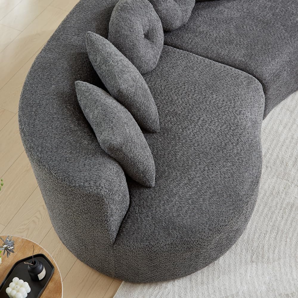 Bladez Sofá modular de 4 plazas chenilla sofá curvado en la nube gris