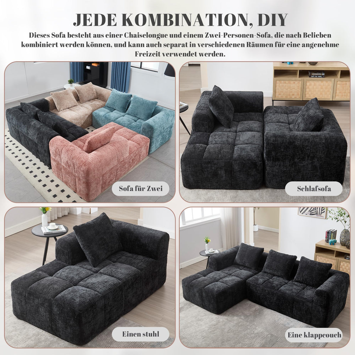 Soweiz Sofá L, seccional de 3 plazas, sofá con chaise longue y reposabrazos, 3 cojines, bolsillo lateral para mando a distancia, 250 x 158 x 60 cm