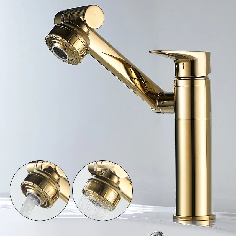 ELLEN-grifo multifunción para lavabo de baño, mezclador de agua fría y caliente, grúa de bronce antiguo, grifos de agua universales montados en cubierta EL13266
