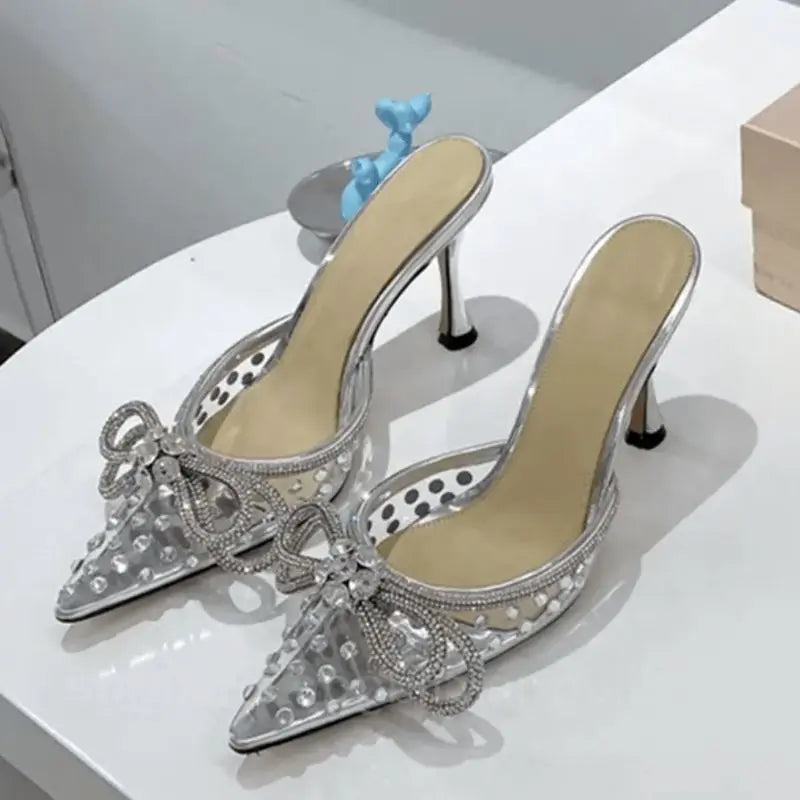 8CM/11CM Bling Rhinestone Studded Pumps Luxury Female Clear Shoes Women Heels for Ladies