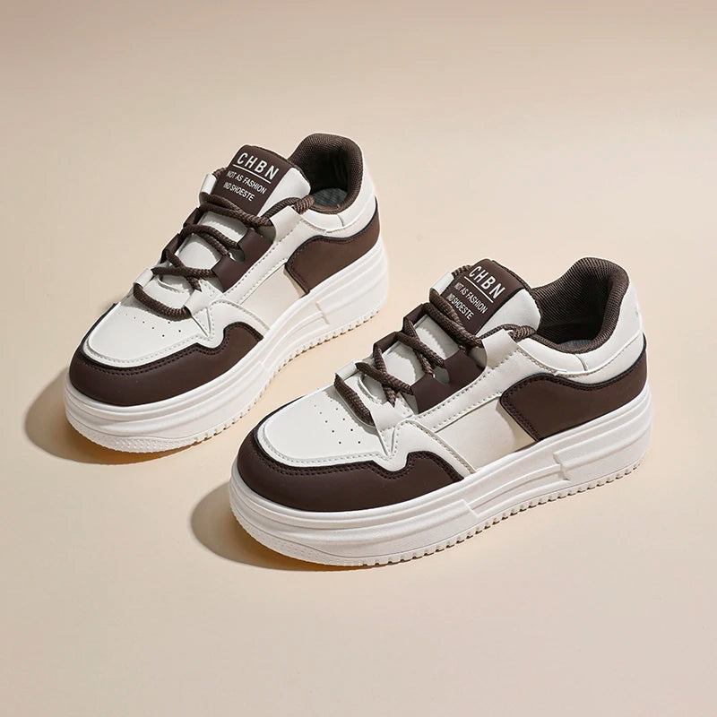 Women's Trendy Casual Sports Shoes Autumn New Breathable White Thick-Soled Sneakers for Walking Versatile Style