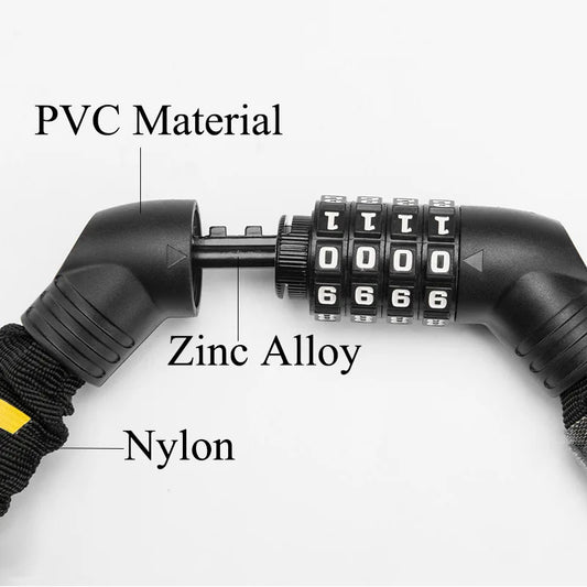 ULAC-Cerrojo de contraseña para bicicleta o motocicleta, cerradura portátil y ultraligera con bloqueo antirrobo y cadena, incluye accesorios de seguridad estables para ciclismo de carretera MTB