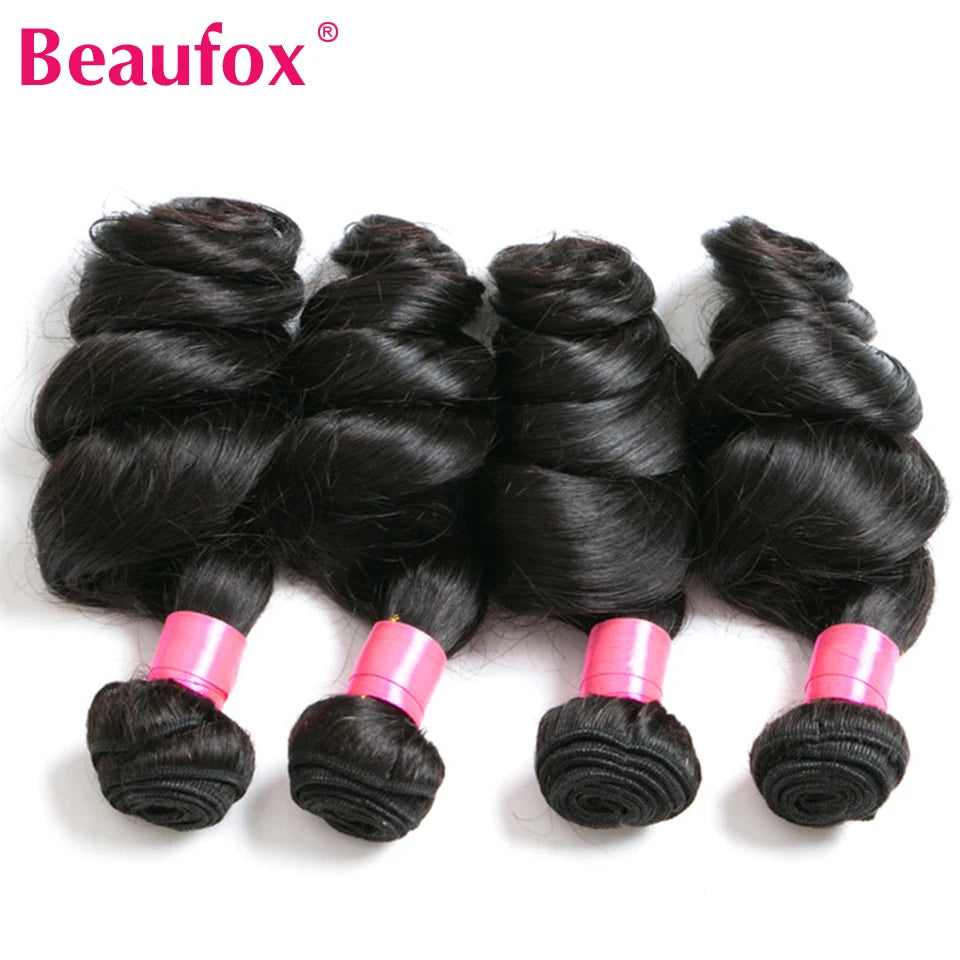 Beaufox-extensiones de cabello humano ondulado suelto, extensiones de pelo ondulado peruano sin procesar, cabello humano ondulado suelto, 1/3/4 mechones, ofertas de trama