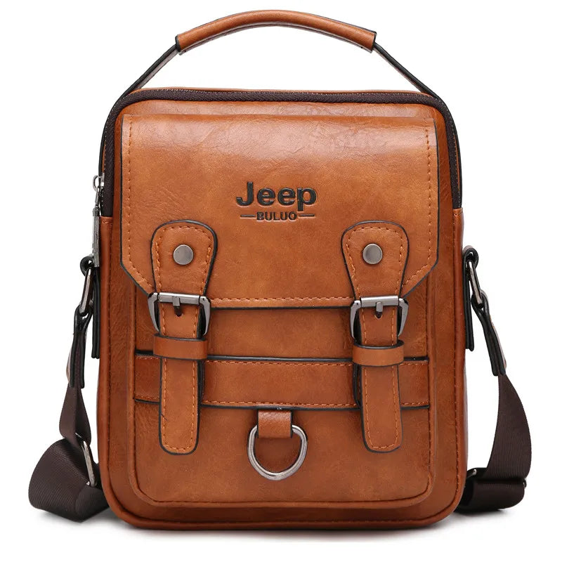 JEEP BULUO, bolsos de negocios multifunción, nuevo bolso de hombro para hombre, bandolera de cuero de gran capacidad, bolso cruzado de marca grande
