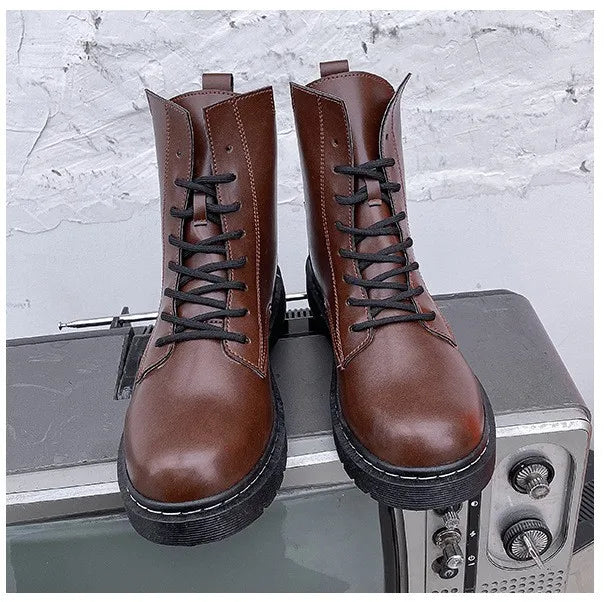Women Fashion Leather Boots Waterproof Warm Boots Man Ankle Boots British Style Shoes