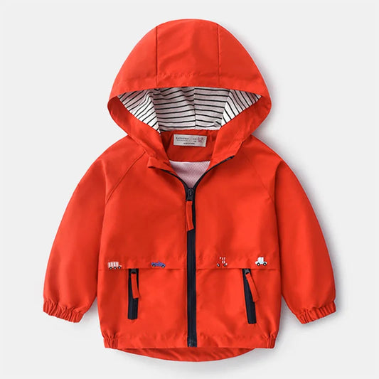 Abrigos de primavera y otoño para niños, chaquetas para niños, cortavientos con capucha y bolsillo, prendas de vestir exteriores con cremallera, ropa para bebés de 2 a 7 años