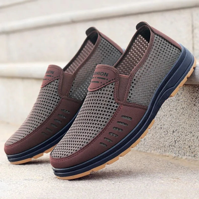 Summer Beijing Cloth Shoes Breathable Casual Elderly Shoes One Step Mesh Men's Casual Shoes