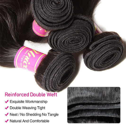 Mechones de cabello humano UNICE con ondas corporales, 8-30 pulgadas, 3/4 Uds., oferta de extensiones de cabello humano virgen de Color Natural, cosido en 100G por paquete