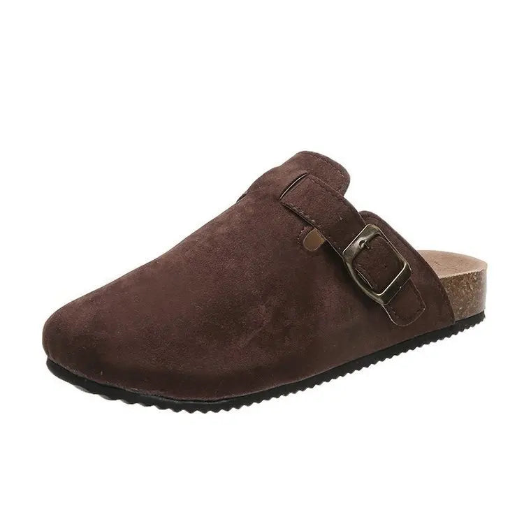 Custom Thick Sole Air Cushion Lightweight Summer Slippers Closed Toe Half Slipper Heightening Comfort Vintage Suede Sandals