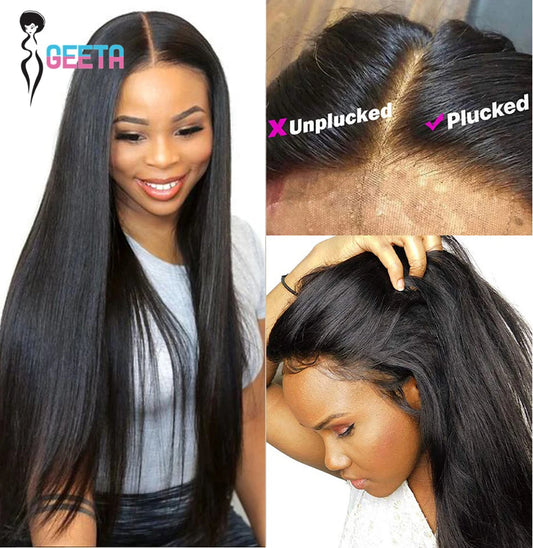 Peluca frontal de encaje HD 13x6 13x4, peluca frontal de encaje de cabello humano de 30 pulgadas, lisa como un hueso, pelucas de cabello humano con encaje transparente, peluca con cierre HD 4x4