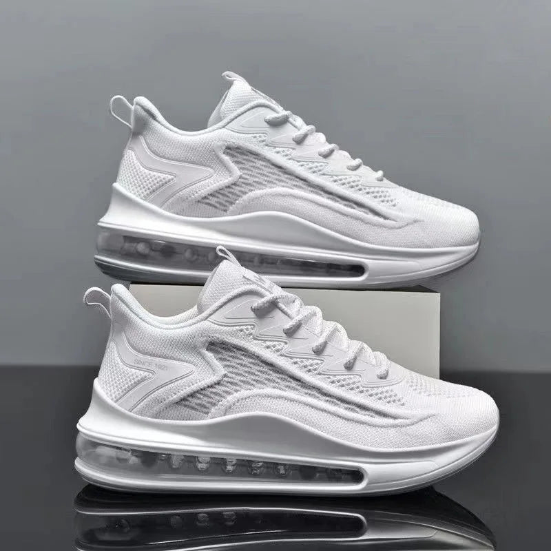 2022 New Men's Breathable Flying Woven Shoes Shock Absorption Heightening Casual Sneakers