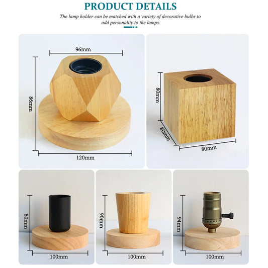 Lámpara de mesa de madera moderna Retro E27, luz decorativa para escritorio, lámparas de arte interior, decoración para sala de estar, dormitorio, mesita de noche, Base de luces para Bar, enchufe europeo
