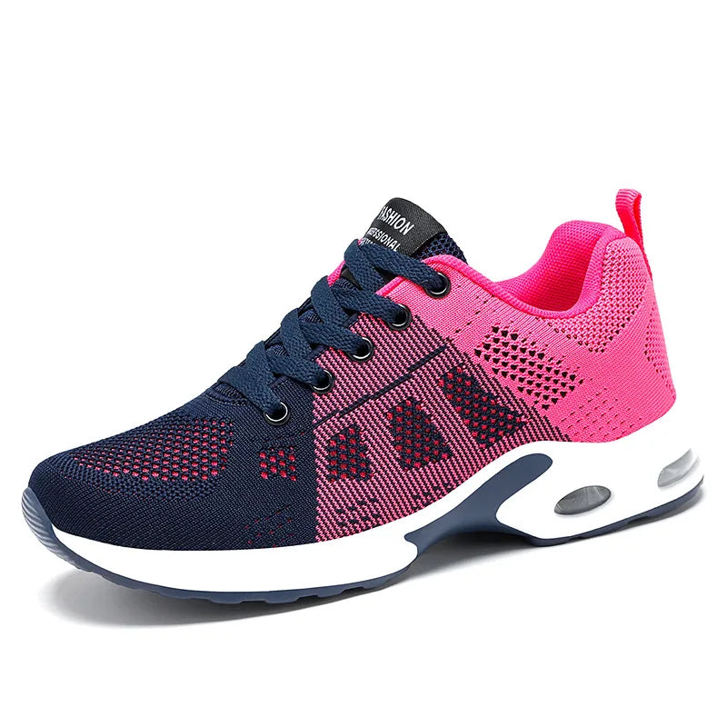 Cheap Fly Woven Breathable Walking Style Shoes Cushioning Trendy Sneakers for Women