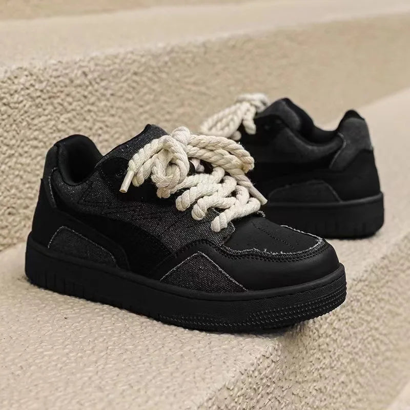 Design Dreadlock Lace-Up Sneakers Men's New Trendy All-Match Casual Thick-Soled Anti-Slip Height-Increasing Small Shoes