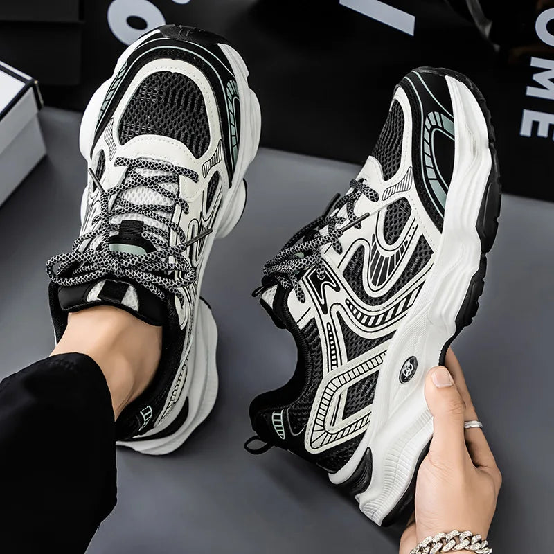 Men's Breathable Mesh Chunky Dad Shoes Thick Cushioned Sole Retro Casual Sneakers for Daily Streetwear