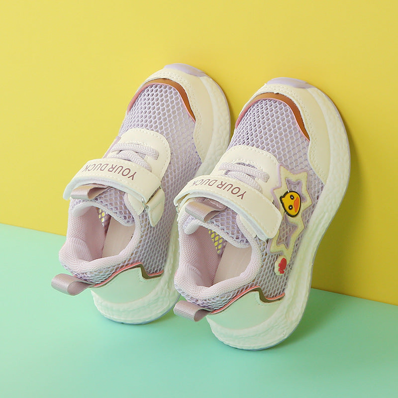 Functional Shoes, Summer Non-Slip Single Mesh Shoes for Children and Young Children, Breathable, Lightweight, Girls' Shoes, Wear-Resistant, Low-Top, Daily Casual Wear