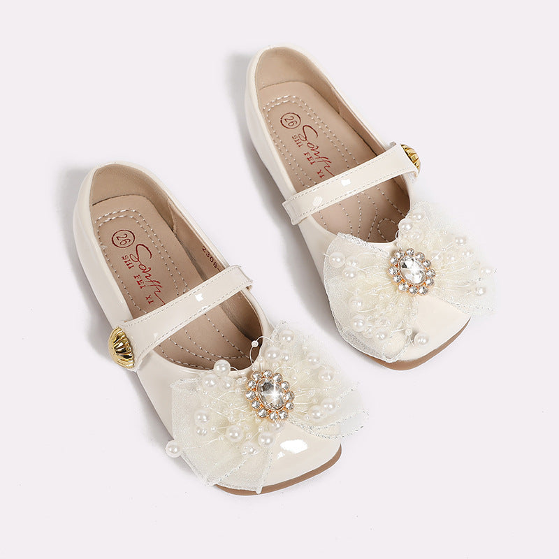 Children's Leather Shoes 2026 Spring and Autumn New Elsa Crystal Shoes Princess Shoes for Girls Fashionable Versatile Baby Shoes