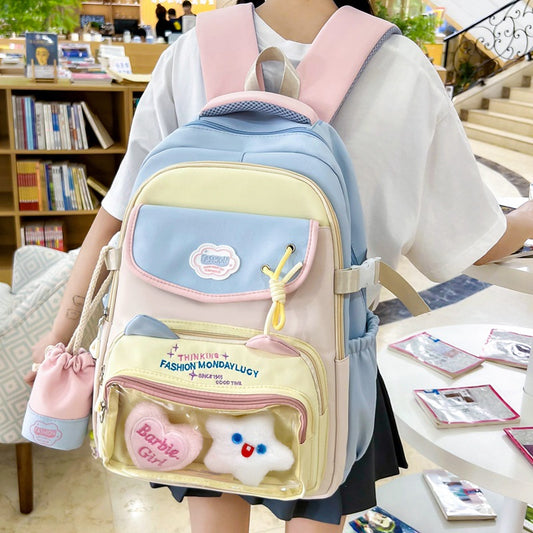 High-Looking Ins Style Schoolbag Junior High School Girl Backpack High School Student Large Capacity Cute Pain Bag Dopamine Backpack