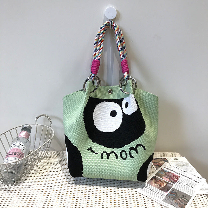 Handbag Women's New Fashion Cute Cartoon Animal Large Capacity Portable Storage Bag Commuter Shoulder Bag Woven Bag