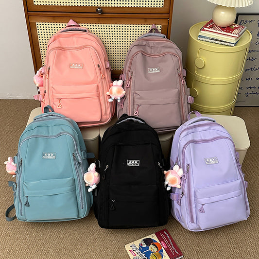 2026 New Style Backpack for Middle and High School Students, Versatile Solid Color School Bag, Large Capacity, Stain-Resistant, Business Trip Travel Backpack, Wholesale