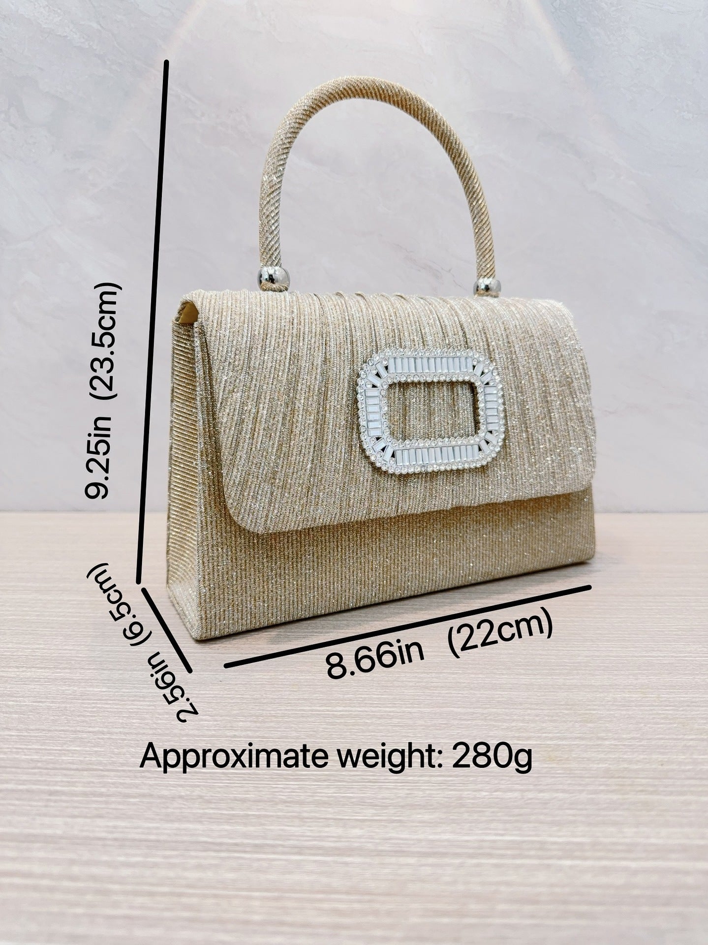 New Cross-border European and American Style Pleated Handbag Wedding Dress Birthday Banquet Evening Bag Diamond-encrusted Evening Bag