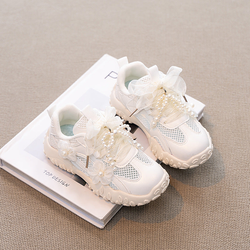 Girls' Shoes 2025 Spring and Autumn New Children's Sports Shoes Mesh Breathable Girls' Princess Training Shoes Running Shoes