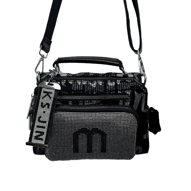 High-End Bags for Women 2025 New Sequined Women's Bags Versatile Fashion Casual Crossbody Bag Horizontal Square Handbag