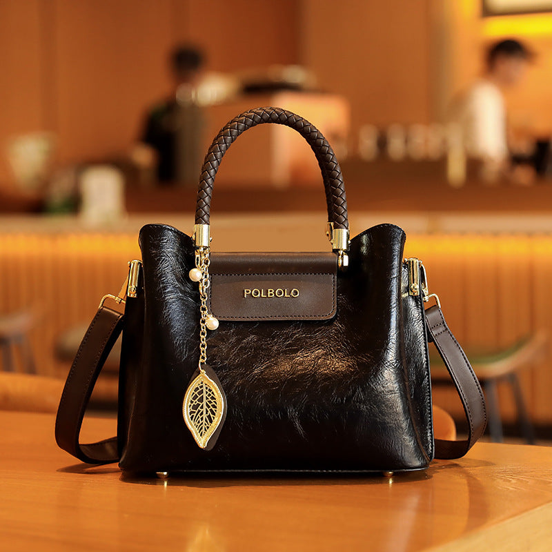 Hd Light Luxury Genuine Leather Bag for Women 2025 New Single Shoulder Bag for Middle-Aged Ladies and Mothers Large Capacity Versatile Handbag