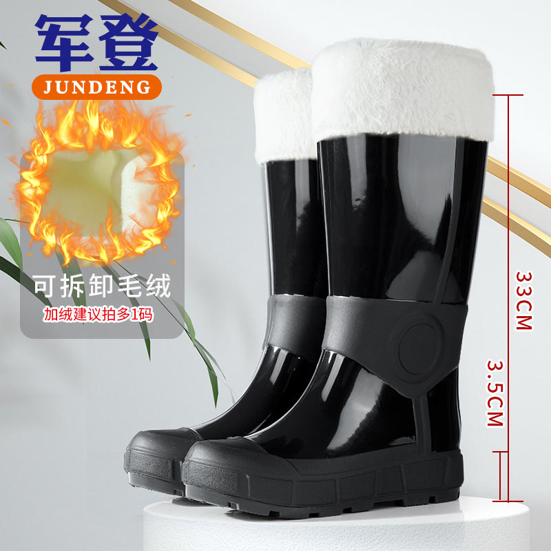 Military Fashion Rain Boots for Women, Thick-Soled High-Top Water Shoes for Women, Adult Kitchen Non-Slip Warm Waterproof Rain Boots