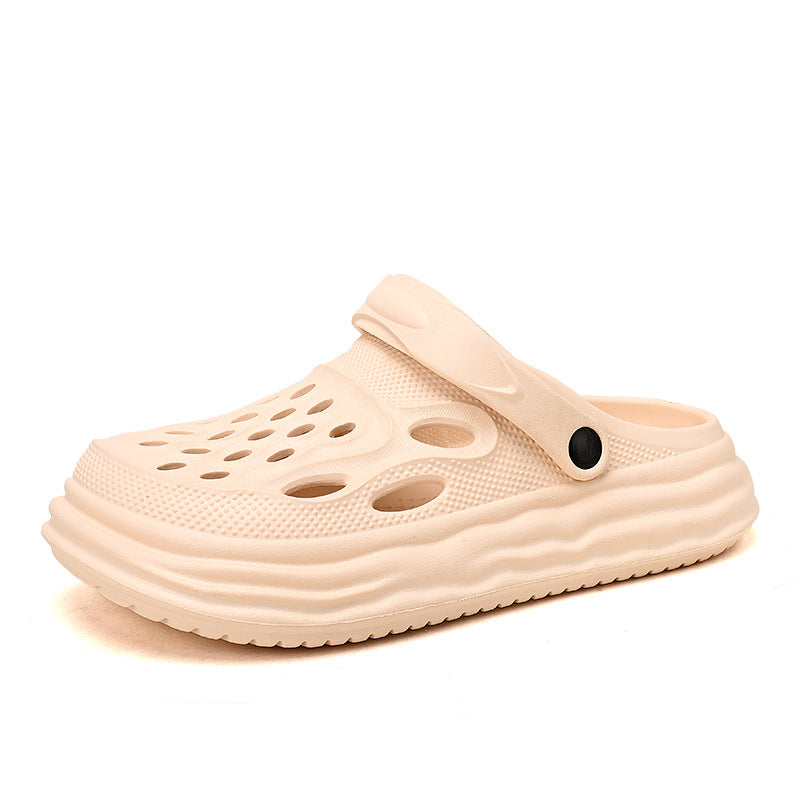 New Style Breathable Thick-soled Hole Shoes Summer Couple's Toe Slippers Driving Non-slip Men's Beach Shoes Outer Wear Sandals