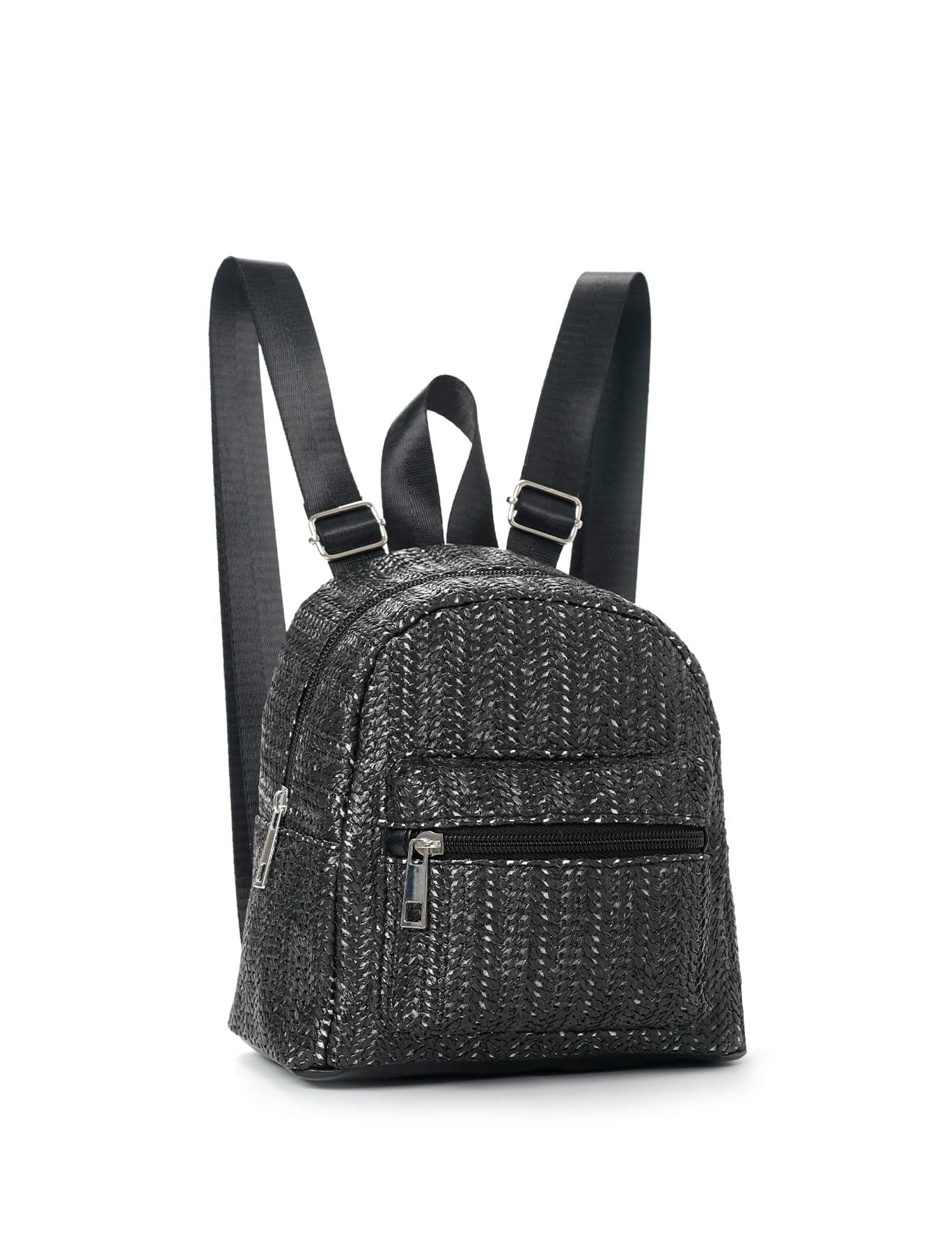 Ethnic Style Backpack Women's New Minority Double-Layer Zipper Casual Personality Backpack Straw Backpack
