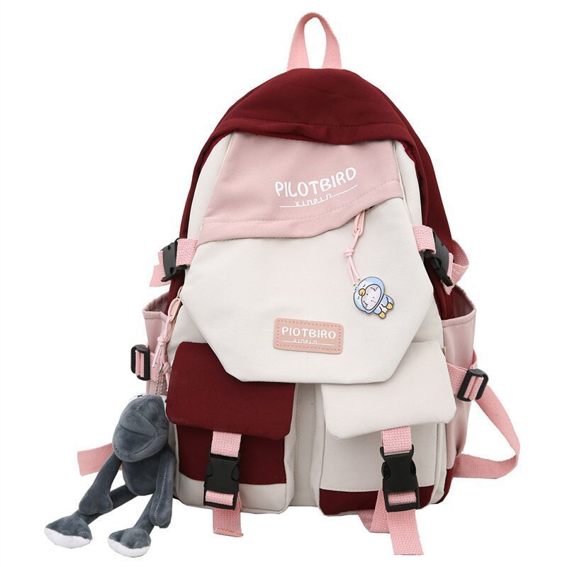 2026 New Nylon Color-Blocking Student Backpack, Fashionable and Trendy Backpack for Elementary, Middle, and College Students