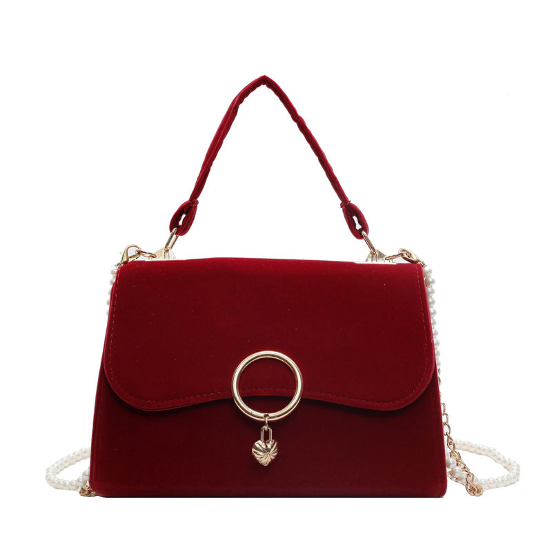 Red High-End Small Bag Women's Bag 2025 New Wedding Wedding Handbag Retro Chain Crossbody Bridal Bag