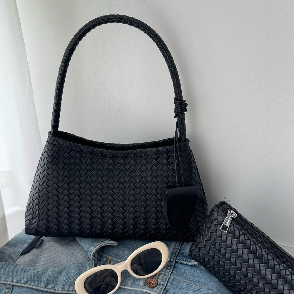 French-Style Handbag with a High-End Feel, Fashionable and Light Luxury Underarm Bag, Niche Retro Baguette Bag, Commuter Woven Bag