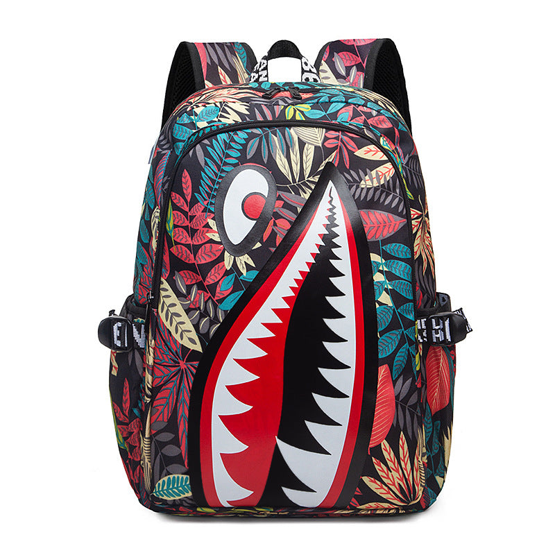 Cross-border Oxford Shark Schoolbag Primary School Grade 4, 5 and 6 Large Capacity Backpack Personalized Simple Backpack for Men
