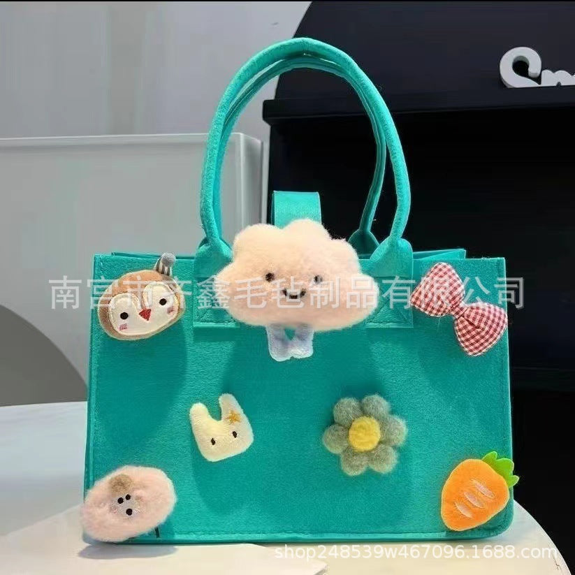 Factory Supplies Trendy Bags for 100-Day Celebrations, Birthday Favors, Cartoon Felt Bags, Student Lunch Box Storage