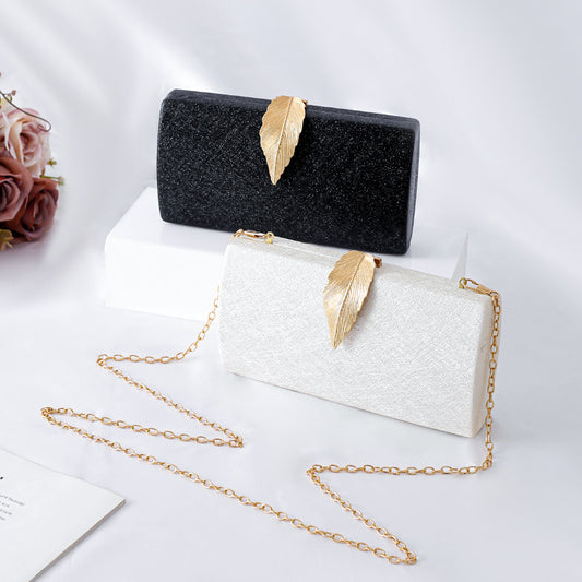 Cross-border Evening Bag Celebrity Handbag Leaf Buckle Women's Dress Bag Cheongsam Bag Small Square Bag Crossbody Bag Factory Outlet