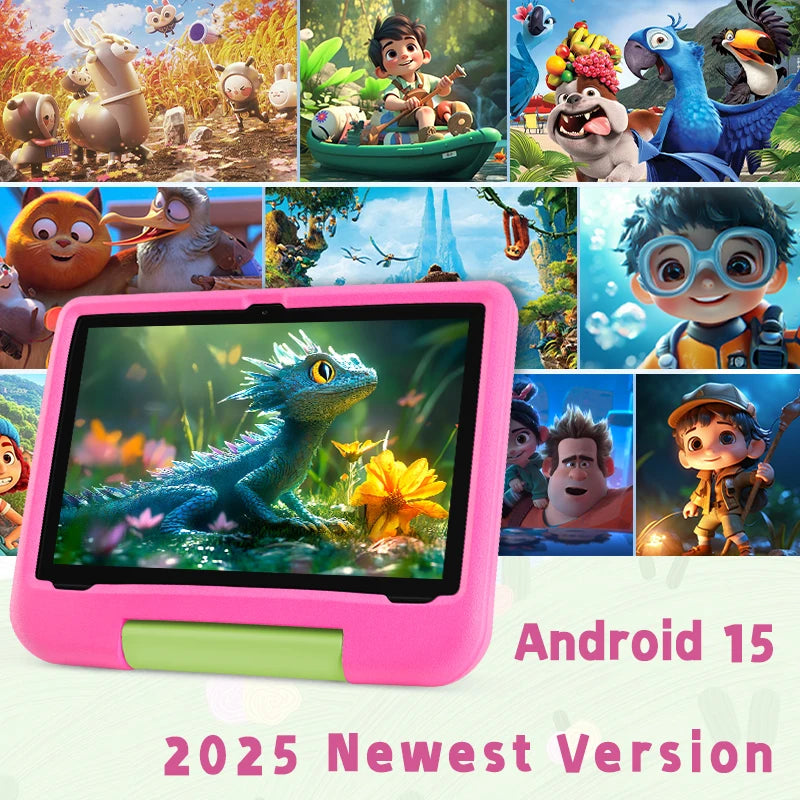 Tablet Paitanry de 10.1 Pulgadas para Niños, Android 15, 8GB RAM, 64GB ROM, WiFi 6, Protección Ocular, 5000mAh, con Funda de Silicona, Regalo para Niños